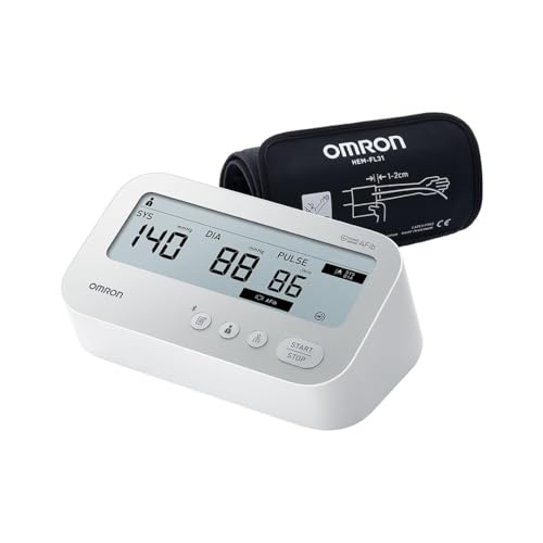 OMRON X4 Connect AFib - Automatisches Blutdruckmessgerät mit App und Bluetooth Oberarm-Blutdruckmessgerät mit Vorhofflimmern (AFib) Erkennung | klinisch validiert | Diabetiker & Schwangere | 22-42cm