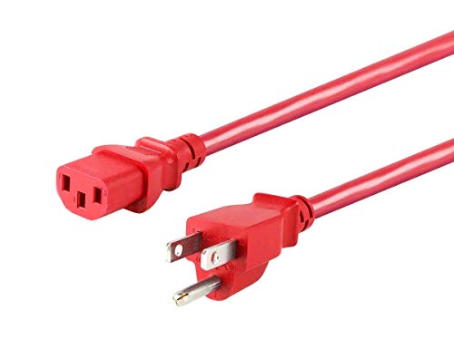 Exclusive Access Monoprice 3-Prong Power Cord - 6 Feet - Red, NEMA 5-15P to IEC 60320 C13, 14AWG, 15A/1875W, 125V Works with Most PCs, Monitors, Scanners, & Printers - Image 2