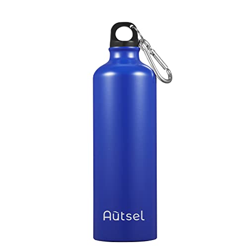 Autsel Botella de Aluminio 750ml Sport Botella de Agua de Reutilizables Botella de Agua de Metal Para Adultos y NIÑOS Botella Gimnasio Marino Cover