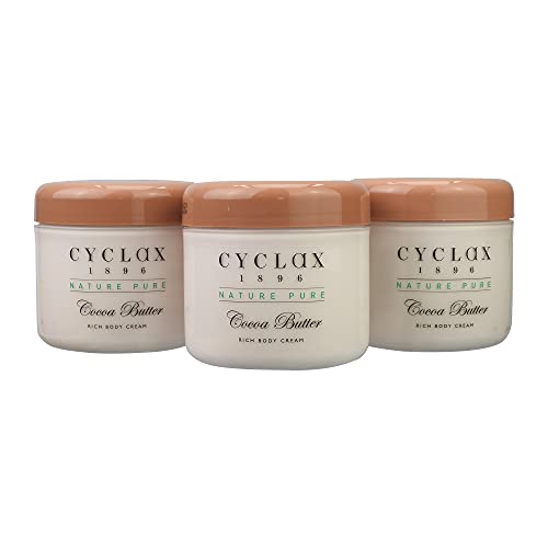 Cyclax Crema corporal rica en manteca de cacao, 300 ml, paquete de 3