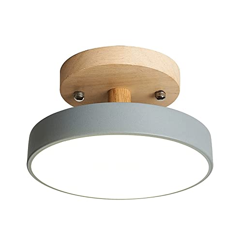 KXKLGWHN Luz de techo de hierro redonda simple, luz de techo LED empotrada, luz de techo de atenuación tricolor, pantalla de lámpara acrílica, accesorios de iluminación para comedor, balcón, decoració