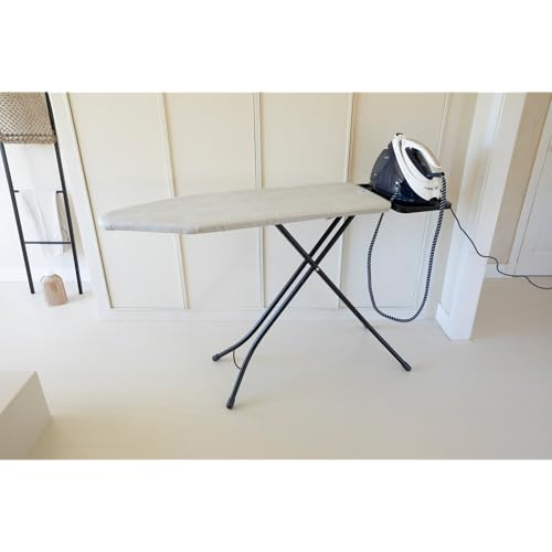 Image of Brabantia XL Comfort Ironing Board with Solid Steam Generator Rest | Large (Size C) | Fairtrade Denim Gray Cover | Adjustable Height (27-38 inch), XL Rest, Easy Fold, Anti-Collapse Lock, Non-Slip Feet