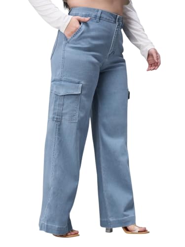Image of Miss Chase A+ Women's Wide-Leg Mid Rise Regular Length Blast Effect Denim Jeans