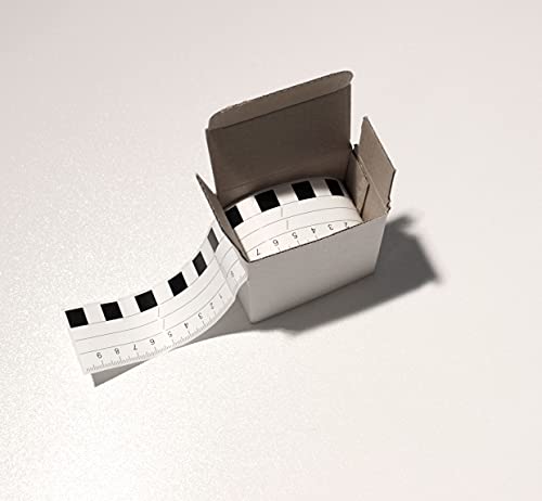 Box mit 50 Stk. Fotomaßstab 100x35 mm Aufkleber non-permanent Rolle PP-Folie beschreibbar Lineal Klebemaßstab Cover