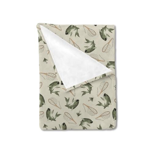 Image of Vintage Bass Fishing Baby Blanket for Boy Girl Lake Fish Swaddle Blanket Soft Flannel Neutral Fishing Nursery Toddler Newborn Crib Bed Blanket Fishing Lovers Gift Receiving Blanket Playmat 50x60