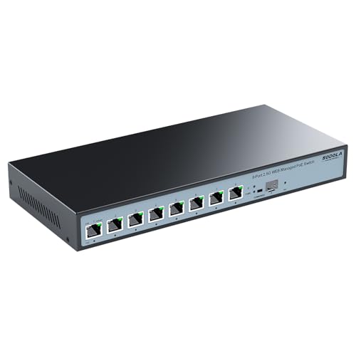 Image of SODOLA 8 Port 2.5G Web Managed PoE Switch 120W | 1X 10G SFP+ & 8 x 2.5GBase-T Ports, Max 90W Output, IEEE802.3af /at /bt, Desktop & Wall Mount 2.5GbE Network Switch
