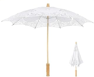 Bridal Lace Umbrella Wedding Decorative, 16.9x19.7 inch Craft Flowers Lace Embroidery Umbrella Vintage Parasol Umbrellas Ornament for Wedding, Photo Props, Party Decorations
