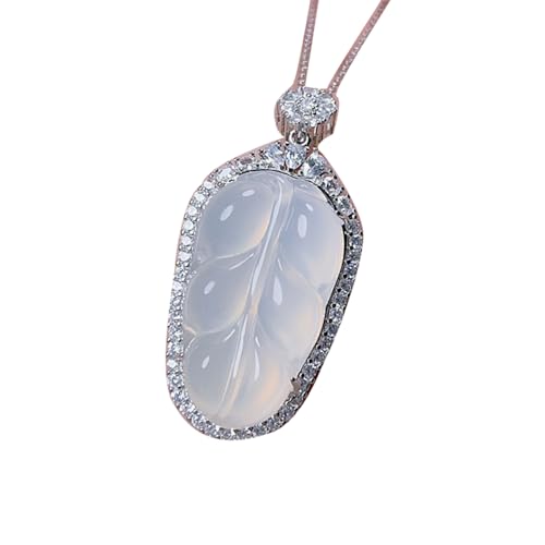 Collier en argent AS925 et calcédoine blanche naturelle forgé par des artisans