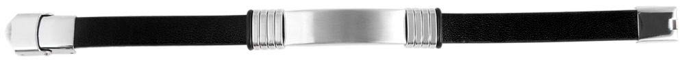 Personalisiertes Armband mit Gravur für Männer und Frauen Edelstahl Leder schwarz silber Länge 21 cm | Personalisierte Armbänder mit Namen Herren Damen