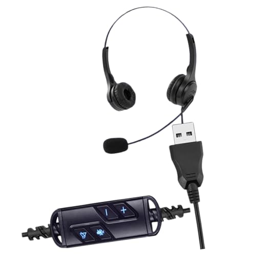 USB ヘッドセット マイク付き 簡単アクセス インラインコントロール 軽量 250g オフィス通話用 複数システムヘッドフォン 低反発素材付き快適な PC ヘッドセット