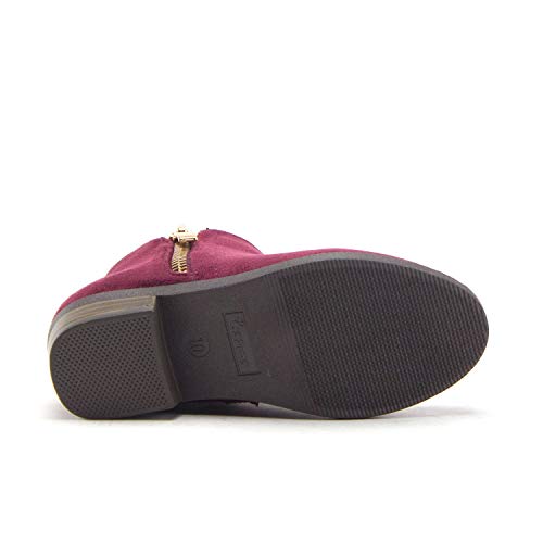 Jazamé Little Girls Ankle High Round Toe Bootie Fashion Chelsea Dress Boots, Wine, Sz 103