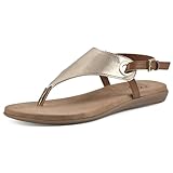 WHITE MOUNTAIN Women's London Flat Sandal, Gold/Smooth, 8.5 M
