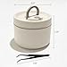 EHERDM Insulated Fishing Bait Container with Tweezers Stainless Steel Fishing Bait Bucket Portable Bait Storage Holder for Live Nightcrawler and Worm Keep Bait Fresh White