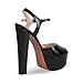 Only maker Platform Chunky Heeled Sandals Peep Toe High Heels Summer Shoes Ankle Strap Buckle Sandal Sling back Patent Leather Black Size 15