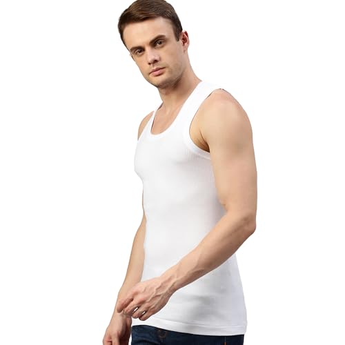 Image of sporto Macho Men's Vest | 100% Combed Cotton | U Neck Sleeveless Innerwear | Soft Hand Feel Comfort Fit | Good Absorbency | Everyday Wear | Color May Vary (Pack of 3)