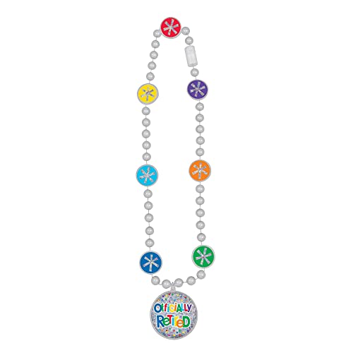 Collier de perles Officially Retired Amscan multicolore pendentif retraite fête thématique