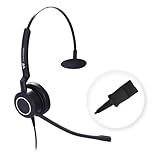 Mono Plantronic-QD Headset with Microphone - for Cables with Quick Disconnect Connector for Call Center Office (VTX100QD)