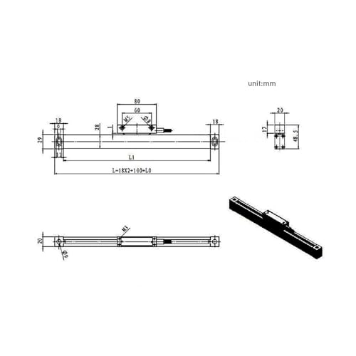 Regla óptica digital con codificador lineal 650mm miniatura 3