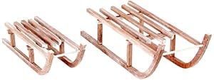 Small Foot 10204 Deko-Schlitten aus Holz, 2er Set Dekofigur, Holz, Natur, 60.00 x 19.00 x 18.00 cm