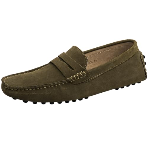 Jamron Herren Wildleder Penny Loafers Gemütlich Fahrende Schuhe Mokassin Slippers Braun 2088 UK7/EU41