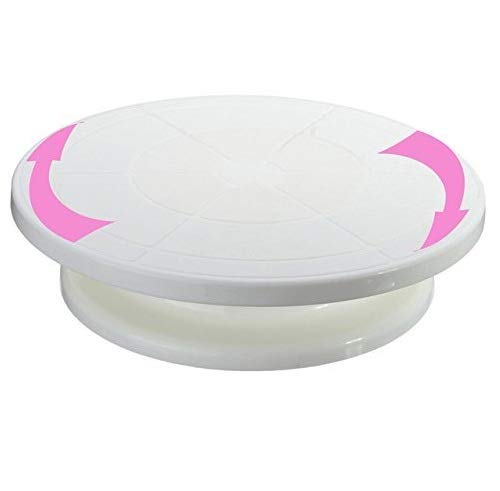 CAKE DECOR Round Rotating Revolving Cake Turntable Decorating Stand Platform, 28 CM White