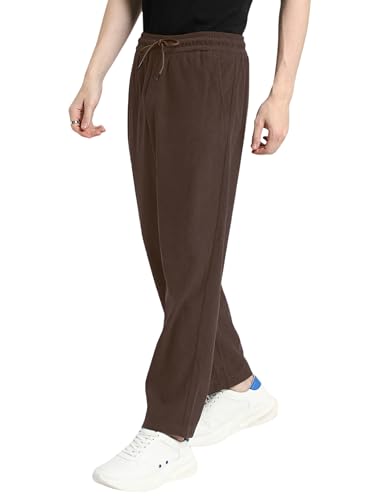 Image of Men's Soft Fabric Trousers | Relaxed Fit Corduroy Trousers with Stretch Waist for Men