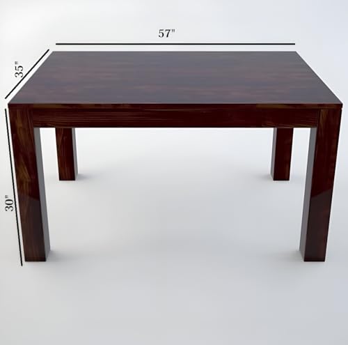 Image of Solid Sheesham Wood Six Seater Urban Design Dining Table Set for Dining Room | Restaurant | Wooden Dining Table with Six Chairs| Color Finish - Mahogany Finish|
