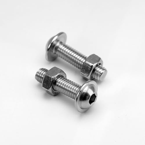 (15 pcs) M8 x 20mm Hex Socket Screws with Flange and Nuts Set 304 Stainless Steel Pan Head Screws, Silver, M8x20mm (15 Pieces) - Image 4