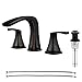 PARLOS Waterfall Widespread Two-Handle Bathroom Faucet with Pop Up Drain & Supply Lines, Oil Rubbed Bronze, Doris 14071