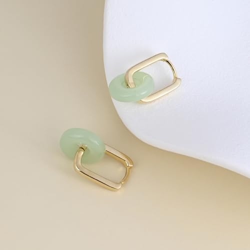 Jade Earrings Gold Square Hoop Earrings for Women Trendy Hypoallergenic Earrings Cute Jade Jewelry Green Earrings for Women Birthday Gifts4