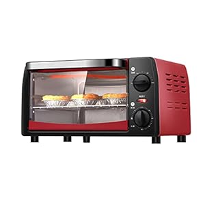 12L Compacte Mini-Oven, 800 W, 100-220, Timer 0~60 Minuten, Kookgrill, Bakken, Toast, Thuis, Keuken, Bar, Feest,Rood,12L