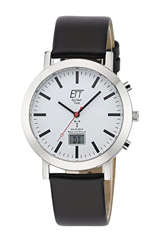 ETT Eco Tech Time Funk Solar Herren Uhr Analog mit digitalem Datum mit Leder Armband EGS-11577-11L