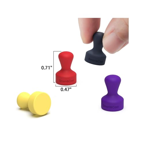 SMART&COOL 20 imanes de nevera de 8 x 14 mm, imanes de neodimio para nevera, pizarra magnética, pizarra blanca, tablón de anuncios (10 colores, silicona de colores)