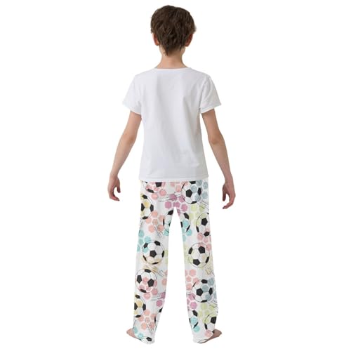 ZZXXB Football Watercolor Boys Long Pants Soft Trousers Elastic Waist Kids Lounge Bottoms with Pockets S-XL3