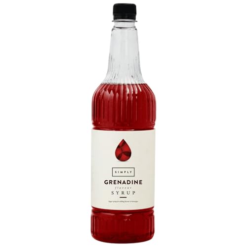 Simply Grenadine Syrup Vegan & Nut Free Flavoured Syrup for Coffee Cocktails & Baking (1 Litre)