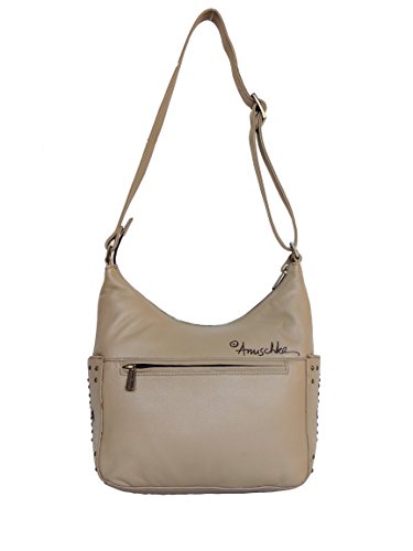 Image of Anuschka Women's Genuine Leather Shoulder Bag | Hand Painted Original Artwork | Classic Hobo With Studded Side Pockets | Genuine Leather