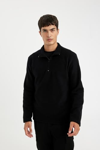 ديفاكتو سويت شيرت منسوج بقصة عادية وياقة واقفة واكمام طويلة للرجال Y3996AZ، اسود، مقاس M