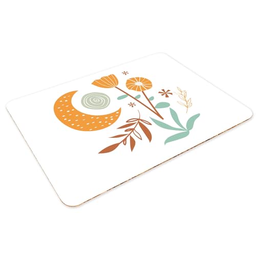 Sets de table en liège blanc 39,5x28,5 cm lot de 4 napperons fleurs boho chic