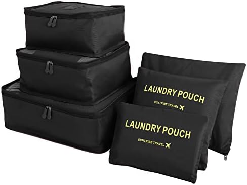 Teynewer 6PCS Travel Organiser Packing Bags Packing Cubes Set Durable Travel Luggage Organisers Suitcase Storage Bags Compression Pouches for Travel Accessories, Pink