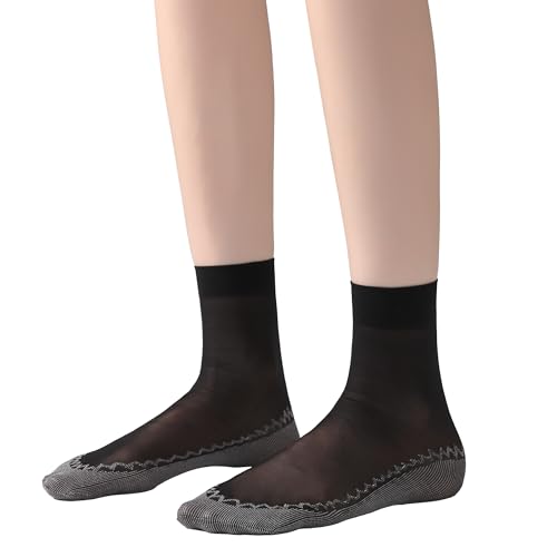 Womens 50D Sheer Ankle Nylon Socks With Cotton Bottom 12 Pairs Ankle Tights Hosiery