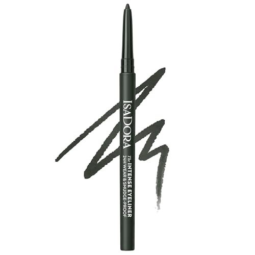 IsaDora Kajal, impermeabile, colore nero, intenso, 24H, forte tenuta senza sbavature, ideale per Smokey Eyes, penna Kajal, colore verde scuro (67 dark green), impermeabile