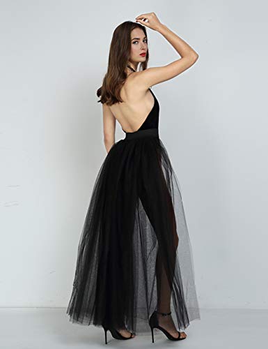 FEOYA Tulle Overskirt Train Mesh 4 Layers Overlay Long Tutu Skirts Floor Length Detachable Wedding Train Skirt4