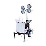 Mobile Trailer Light Tower, Hybrid Electric Power LED Mast Lights Ideal for Indoor Warehouses Film Sets and Emergency Lighting Outdoor Lighting Equipment