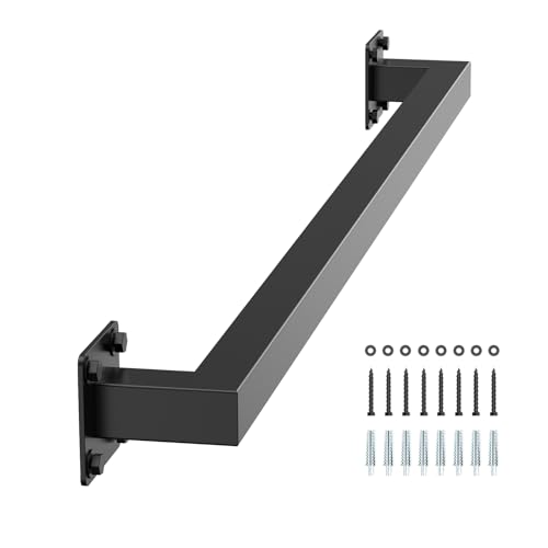 VEVOR Pasamanos de Escalera Pared, Hierro Negro, para Interiores, Carga 113 kg, Estilo Industrial, para Escalones, de Tubo Cuadrado para Loft, Terraza o Porche, de 2 Secciones, 1215 x 80 x 70 mm