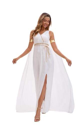 Velcoxplay Costume de déesse grecque - Robe de soirée sexy - Col en V - Robe de soirée égyptienne - Costume de reine d'Égypte - Pour carnaval, Halloween, carnaval -...