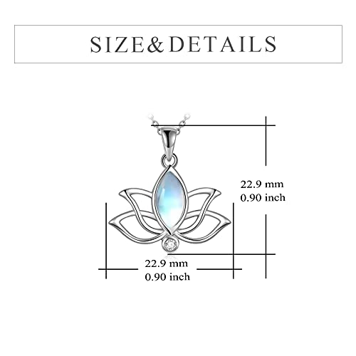 YFN Lotus Flower Necklace Sterling Silver Moonstone Lotus Pendant Lotus Jewelry Gifts for Women Girls - Image 5
