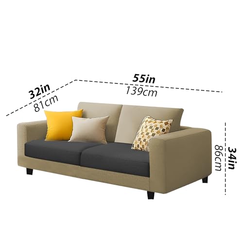Image of Galib 3+2 Seater Sofa Set for Living Room (Cream Black Fabric) Premium Fabric Sofa Set