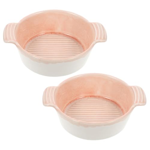 Cabilock 2pcs Soup Bowls with Handles - 400ml Ceramic French Onion Soup Bowls for Soup, Cereal, Chilli,French Fries, Ramen, Stackable Serving Bowls, Oven Microwave Dishwasher Safe
