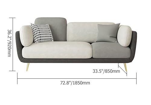 Image of Sixpine Luxury Dual Color Upholstery Sofa in Premium Velvet | Solid Wood Structure | Sturdy Golden Legs | High Density Foam | Extra Comfort for Modern Living Room (Dark Grey & Cream, 3 Seater)
