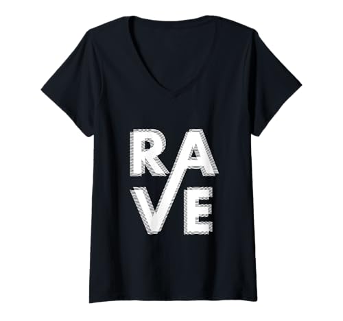 Donna Rave trippy design Techno House EDM Festival per raver, DJ Maglietta con Collo a V